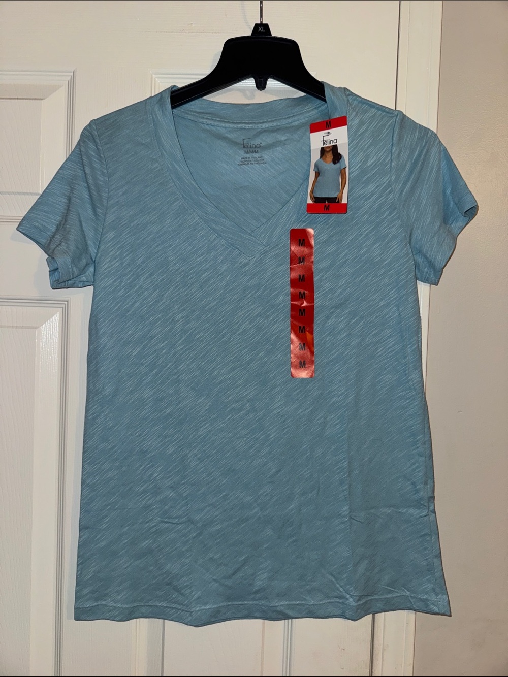 Felina Sky Blue V‑Neck Short Sleeve Tee